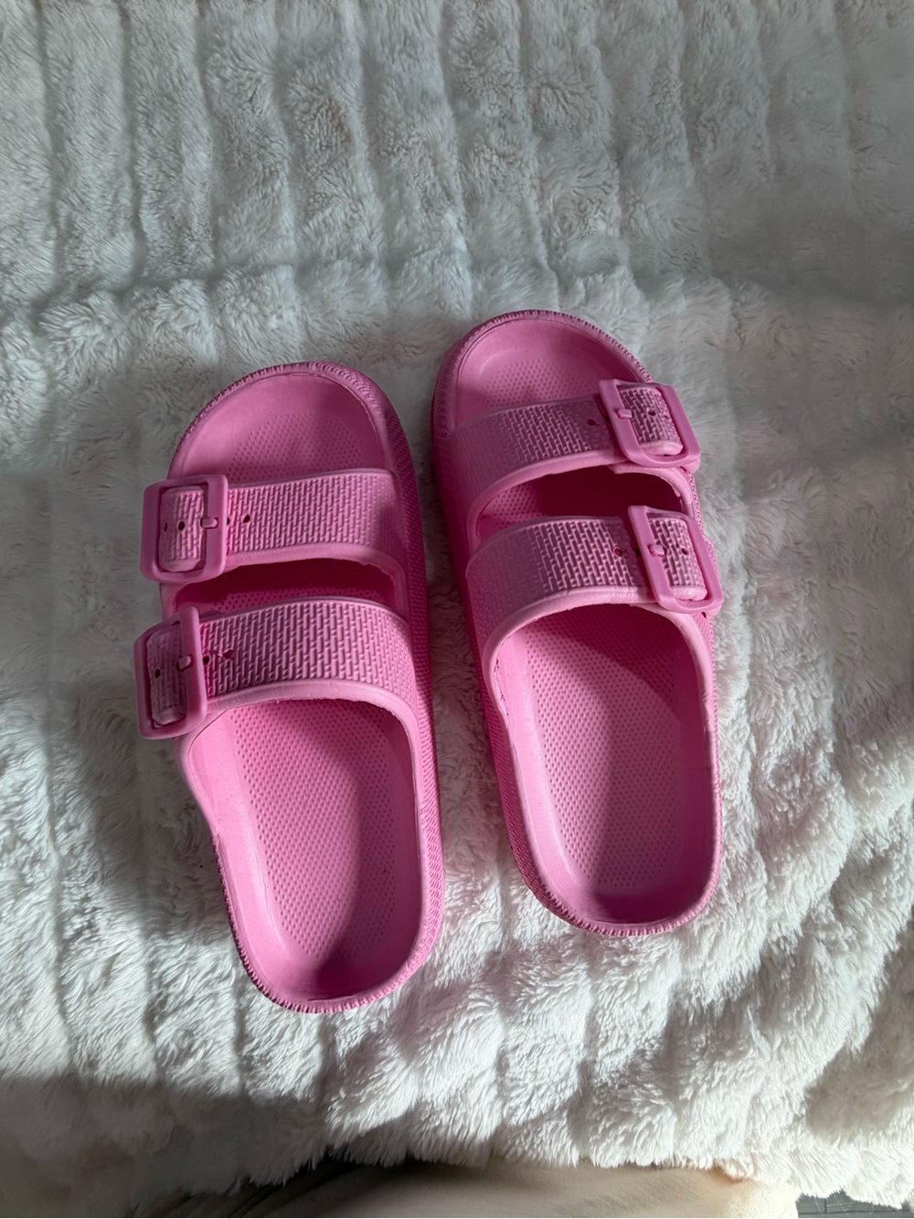 Girls' Pink Double-Buckle Slide Sandals